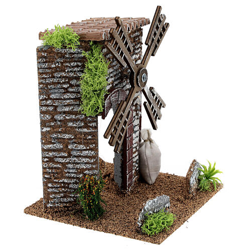 Working windmill cottage, 20x15x15 cm 6-8 cm nativity 3
