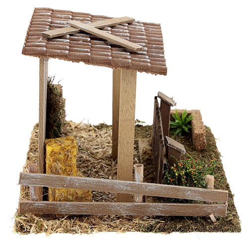 Straw barn and fence 13x19x15 cm nativity scenes 8-10 cm 5