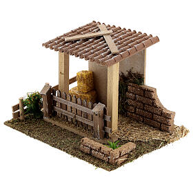 Stalla paglia e staccionata 15x20x15 cm presepi 8-10 cm