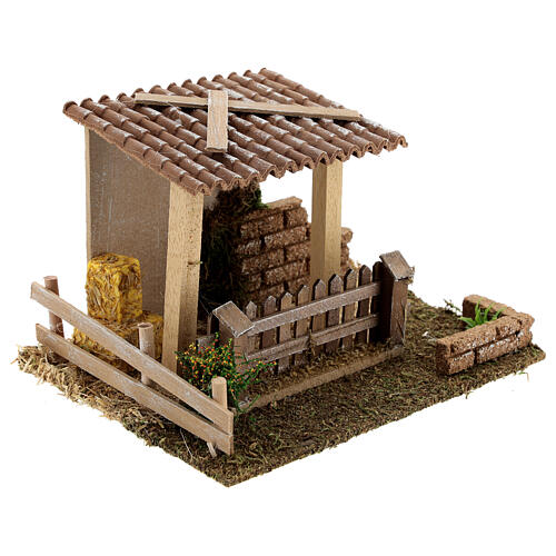 Stable with straw fence, 15x20x15 cm 8-10 cm nativity 4