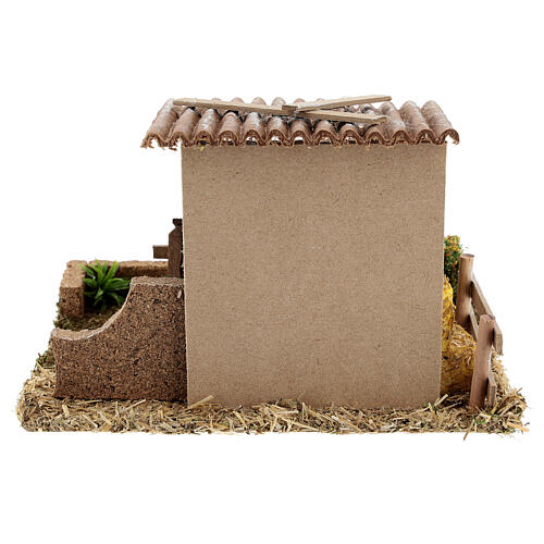 Stable with straw fence, 15x20x15 cm 8-10 cm nativity 6