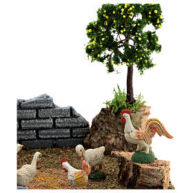 Settings, houses, workshops, wells: Chicken coop with tree lemons nativity scene 8-12 cm 19x17x15 cm