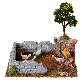 Chicken coop with tree lemons nativity scene 8-12 cm 19x17x15 cm
