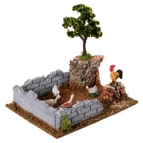 Chicken coop with tree lemons nativity scene 8-12 cm 19x17x15 cm 3
