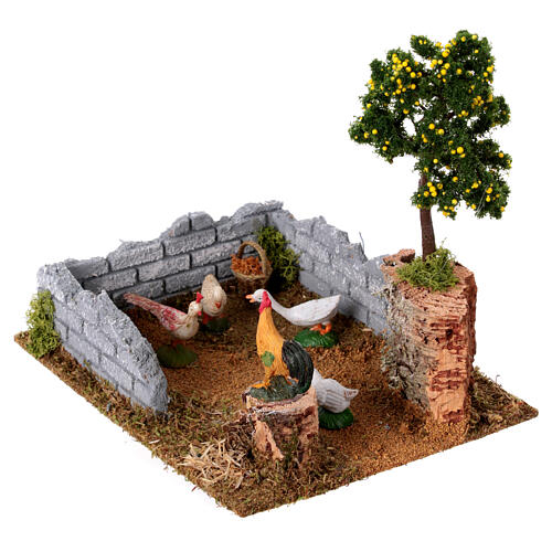 Chicken coop with lemon tree, 8-12 cm nativity 20x15x15 cm 2