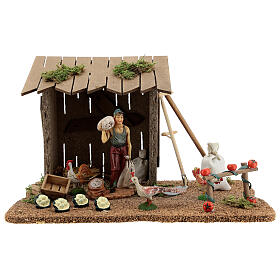 Huta campesino Moranduzzo y animales 20x25x15 cm