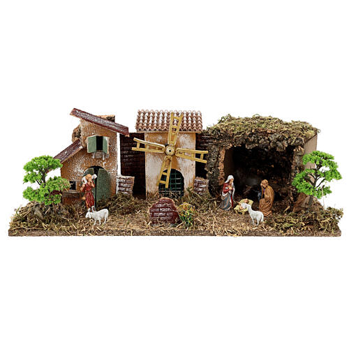 Village with Nativity scene, Moranduzzo 8-10 cm 20x55x25 cm 1