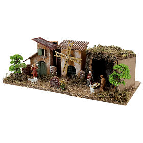 Pueblo con Natividad línea Moranduzzo belenes 8-10 cm 20x55x25 cm