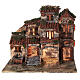 Complete Neapolitan Nativity Scene red bricks sheeps lights and fountain 45x50x30 cm for figurines of 8 cm average height s6