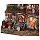 Presepe Napoli completo mattoni rossi pecore luci fontana 45x50x30 statue 8 cm s4