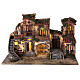Complete Neapolitan Nativity Scene with lights fountain and balconies 40x60x35 cm for figurines of 8 cm average height s6