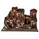 Complete Neapolitan Nativity Scene with lights fountain and balconies 40x60x35 cm for figurines of 8 cm average height s1