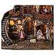 Complete Neapolitan Nativity Scene with lights fountain and balconies 40x60x35 cm for figurines of 8 cm average height s2