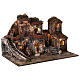 Complete Neapolitan Nativity Scene with lights fountain and balconies 40x60x35 cm for figurines of 8 cm average height s5