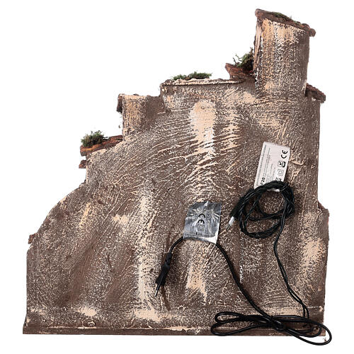 Pueblo belén napolitano tres pisos luces fuente 45x45x45 estatuas 8 cm 7