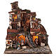 Pueblo belén napolitano tres pisos luces fuente 45x45x45 estatuas 8 cm s1