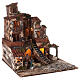 Pueblo belén napolitano tres pisos luces fuente 45x45x45 estatuas 8 cm s5