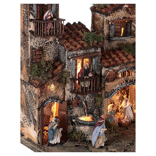 Complete setting for Neapolitan Nativity Scene lights and fountain 30x35x25 cm for figurines of 6 cm average height 4