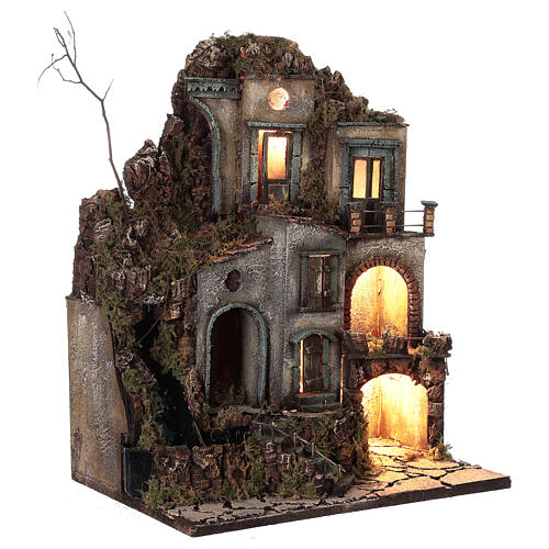 Neapolitanische Weihnachtskrippe mit Wasserfall und Treppen 50x40x30 für Figuren von 8-10 cm 3