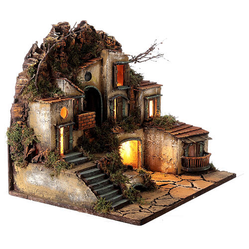 Pueblo plaza entre las rocas belén napolitano luces 50x30x40 estatuas 10-12 cm 3