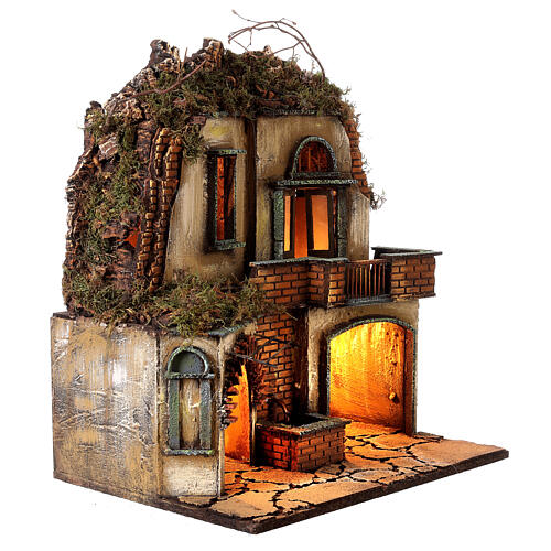 Otoczenie do szopki neapolitańskiej z tarasem i fontanną, 50x40x30, do figurek 8-10 cm 4