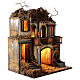 Borgo presepe napoletano balconate illuminato fontana 50x40x30 statue 10-12 cm s4