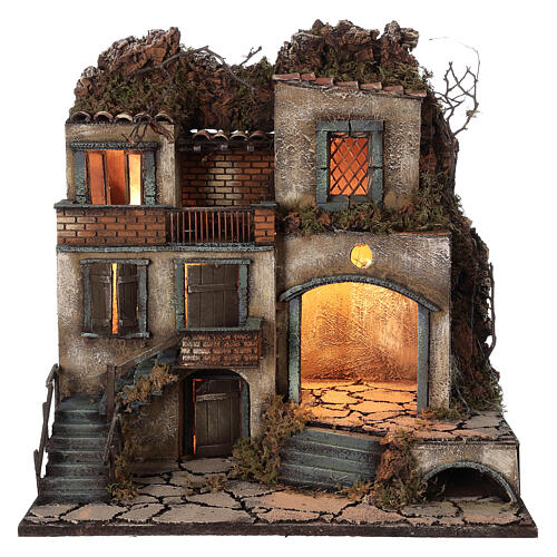 Illuminated village for Neapolitan Nativity Scene 50x50x40 cm for figurines of 10 cm average height 1