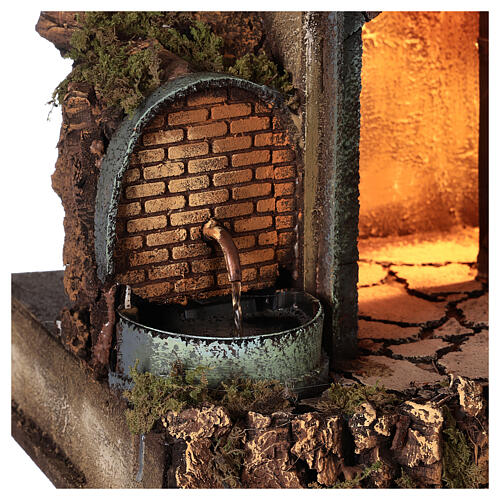 Neapolitan Nativity Scene village illuminated porches fountain 60x50x40 cm for figurines of 10-12 cm average height 2