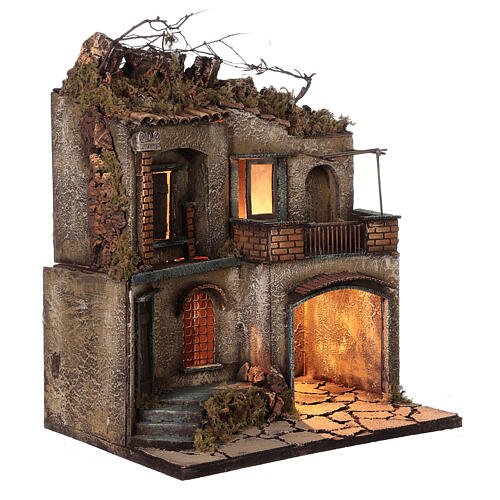 Ambientación belén napolitano terraza con tendedero 50x40x30 para figuras 10 cm 3