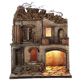 Ambientazione presepe napoletano terrazzo stendipanni 50x40x30 presepe 10 cm