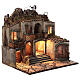 Borgo tre case presepe napoletano illuminato 50x50x40 per statue 10-12 cm s3