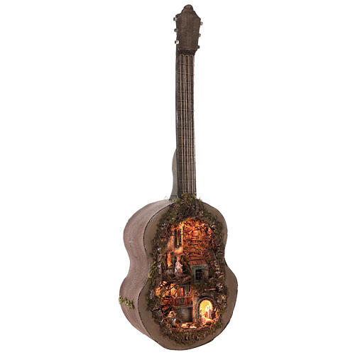 Komplettkrippe in Gitarrenform, Terrakotta-Figuren, 6 cm Krippe, neapolitanischer Stil, 125x50x20 cm 6