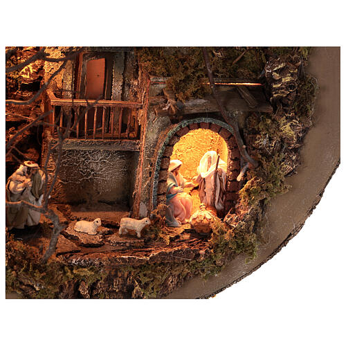 Neapolitan Nativity Scene in an iluminated guitare 125x50x20 cm for figurines of 6 cm average height 2