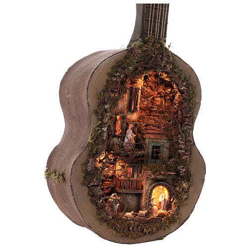 Neapolitan Nativity Scene in an iluminated guitare 125x50x20 cm for figurines of 6 cm average height 4