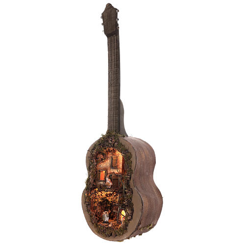 Szopka gitara kompletna z Neapolu podświetlana 125x50x20 figurki 6 cm 7