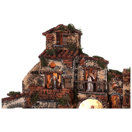 Complete Neapolitan Nativity Scene village fountain and lights 45x50x35 cm 4