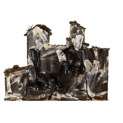 Pueblo belén napolitano con escalinata, estatuas, fuente, horno y luces 40x50x30 cm 6