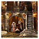 Complete Neapolitan Nativity Scene village stairs fountain oven lights and figurines 40x50x30 cm s2