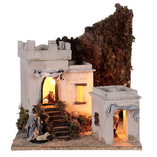 Arab setting (A) white houses for Neapolitan Nativity Scene with 8 cm figurines 35x35x35 cm 1