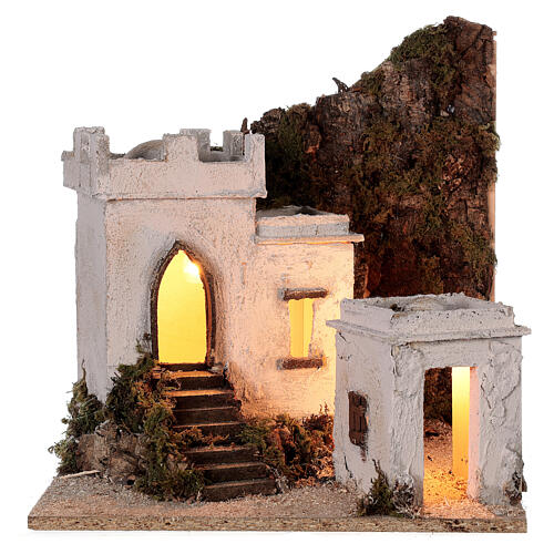Arab setting (A) white houses for Neapolitan Nativity Scene with 8 cm figurines 35x35x35 cm 5