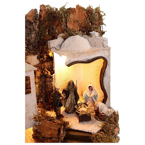 Village arabe (B) Nativité bergers 8 cm éclairage crèche napolitaine 40x35x35 cm 2