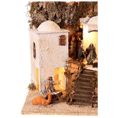 Borgo arabo (B) Natività pastori 8 cm illuminato presepe napoletano 40x35x35 cm 6
