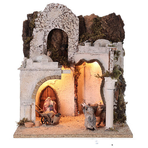 Arab setting (D) arches and market for Neapolitan Nativity Scene with 8 cm figurines 45x35x35 cm 1