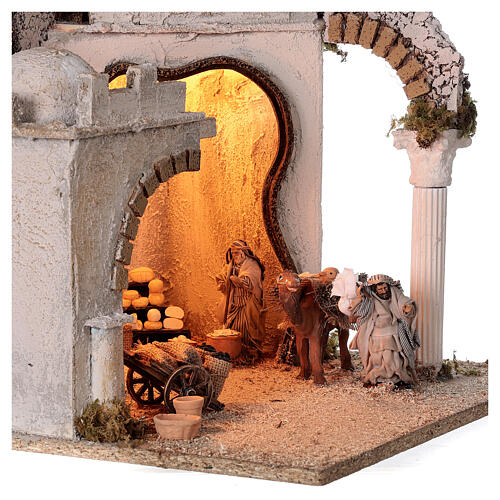 Arab setting (D) arches and market for Neapolitan Nativity Scene with 8 cm figurines 45x35x35 cm 2