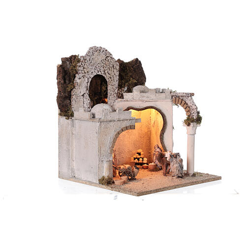 Arab setting (D) arches and market for Neapolitan Nativity Scene with 8 cm figurines 45x35x35 cm 4