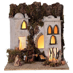Arab village (E) market firepace Neapolitan Nativity Scene for 8 cm figurines 40x35x35 cm