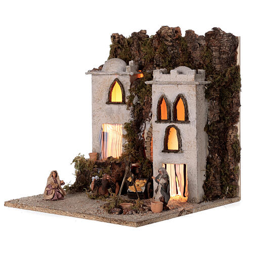 Arab village (E) market firepace Neapolitan Nativity Scene for 8 cm figurines 40x35x35 cm 3