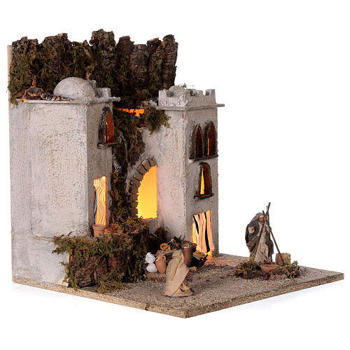 Arab village (E) market firepace Neapolitan Nativity Scene for 8 cm figurines 40x35x35 cm 4