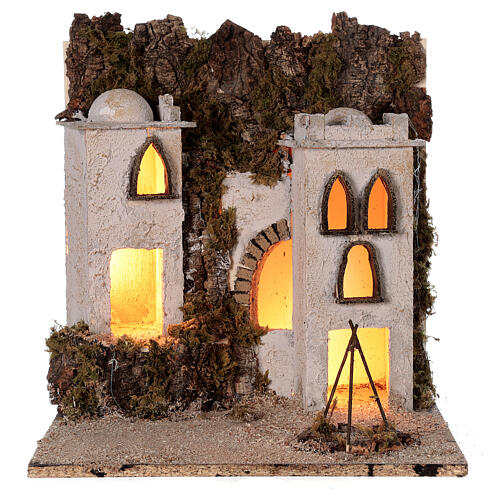 Arab village (E) market firepace Neapolitan Nativity Scene for 8 cm figurines 40x35x35 cm 5