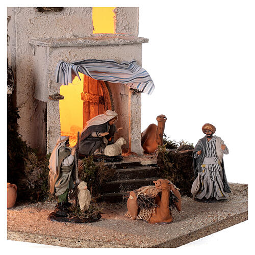 Arab village (F) terracotta figurines and animals 8 cm average height for Neapolitan Nativity Scene 35x35x35 cm 2
